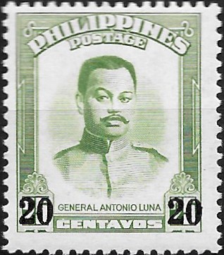 Philippine Commemorative Stamp from 1961 - Antonio Luna Overprinted in Black