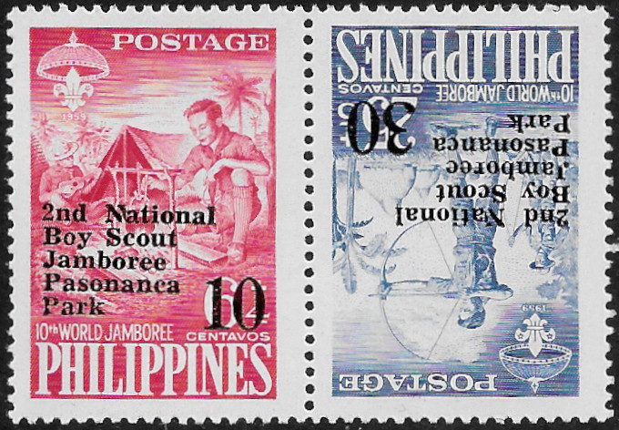 Philippine Commemorative Tete-Beche Pair from 1961 - 2nd National Boy Scout Jamboree, Zamboanga (1961)
