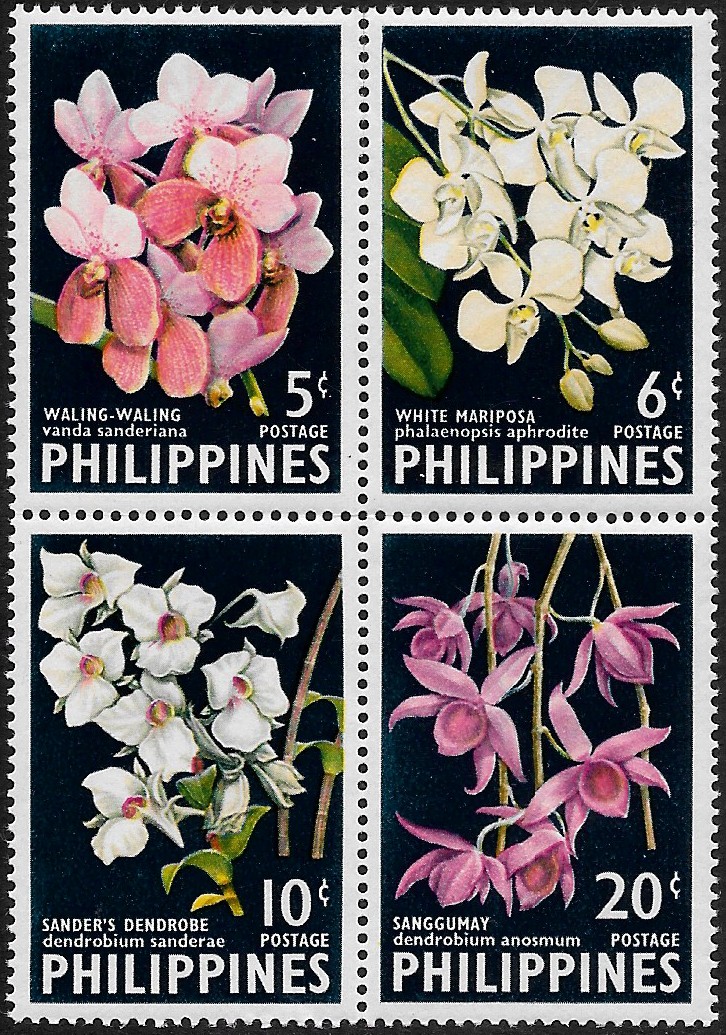 Philippine Commemorative Se-tenant Block from 1962 - Orchids