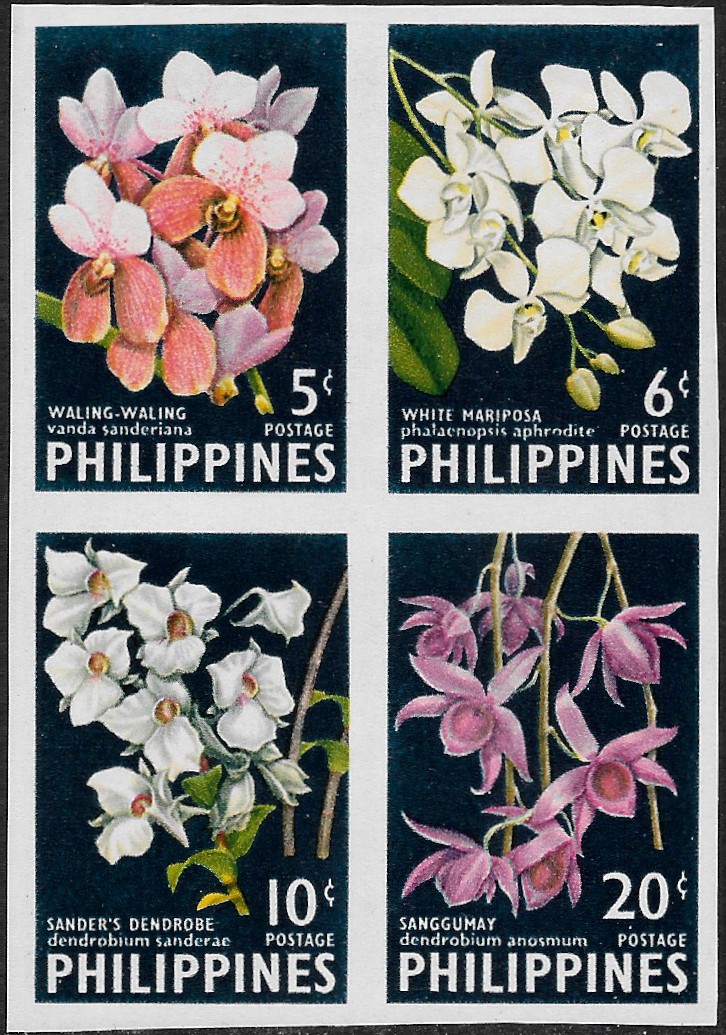 Philippine Commemorative Se-tenant Block from 1962 - Orchids