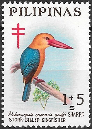 Philippine Postal Tax Stamp from 1967 - Fight against tuberculosis – Native Birds