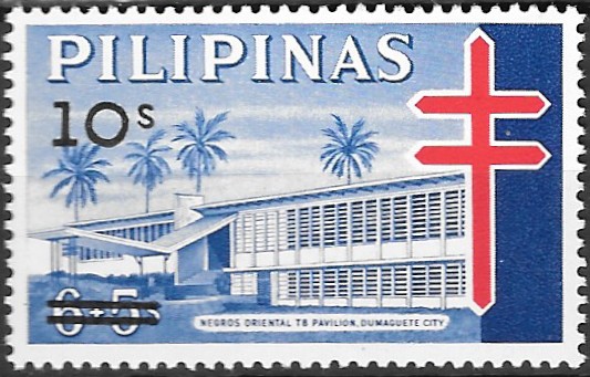 Philippine Definitive Stamp from 1968 - Tuberculosis - Surcharge