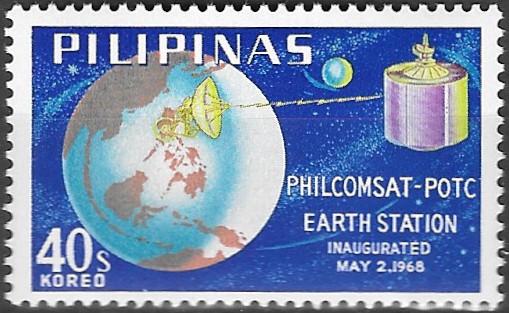 Philippine Commemorative Stamp from 1968 - Philcomsat Earth Station