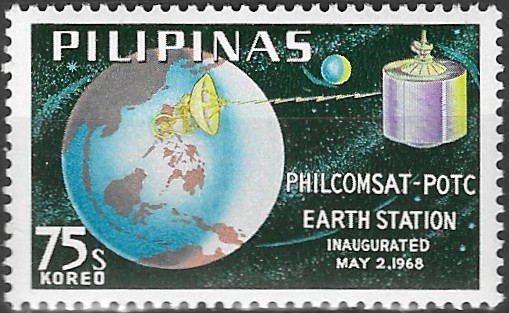 Philippine Commemorative Stamp from 1968 - Philcomsat Earth Station