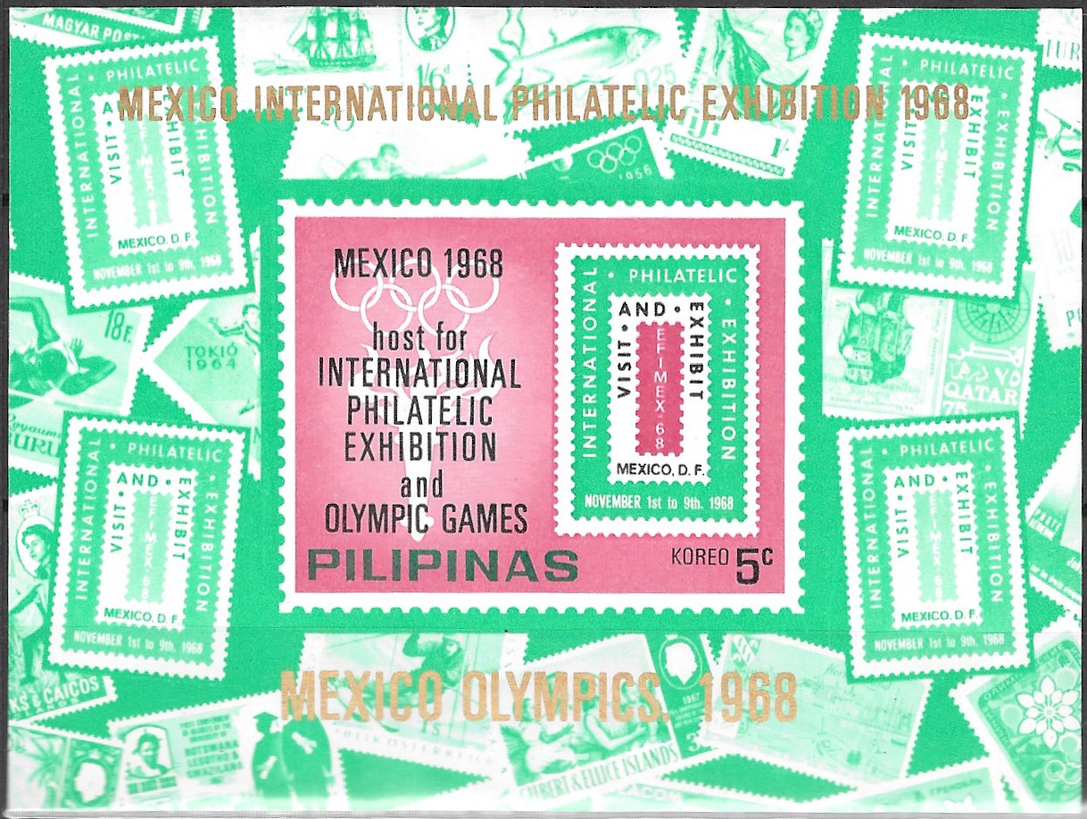 Philippine Commemorative Souvenir Sheet from 1968 - Mexican Olympic Games (NEVER ISSUED)