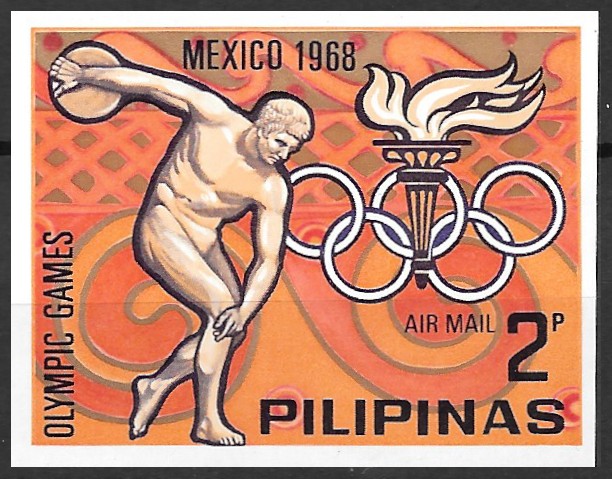 Philippine Air Mail Stamp from 1968 - Mexican Olympic Games (NEVER ISSUED)
