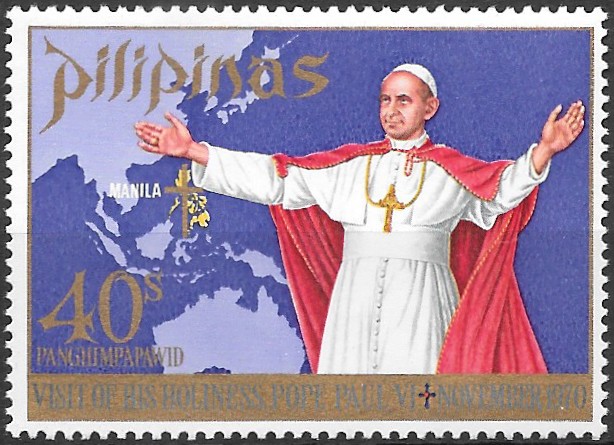 Philippine Air Mail Stamp from 1970 - Pope Paul‘s Visit to Philippines
