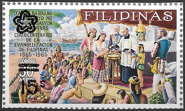 Philippine Air Mail Stamp from 1976 - American Revolution Bicentennial (black Overprint)