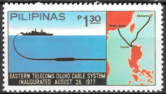 Philippine Commemorative Stamp from 1977 - Inauguration Okinawa-Luzon-Hong Kong Cable System