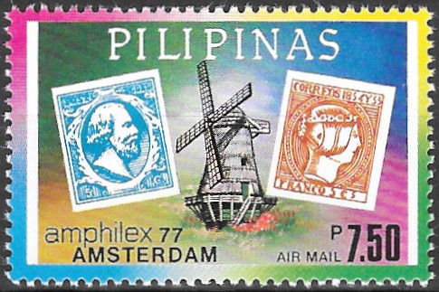 Philippine Air Mail Stamp from 1977 - International Stamp Exhibition AMPHILEX 1977, Amsterdam