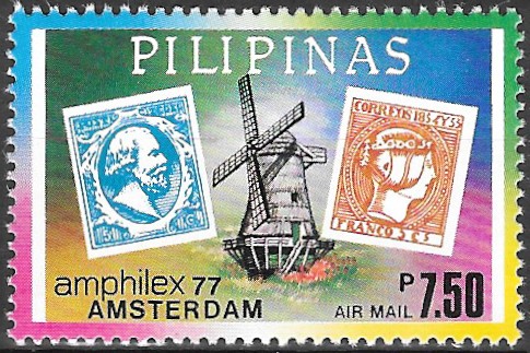 Philippine Air Mail Stamp from 1977 - International Stamp Exhibition AMPHILEX 1977, Amsterdam