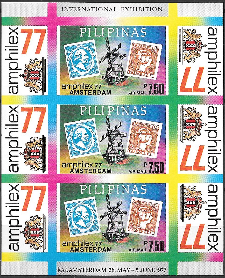 Philippine Air Mail Souvenir Sheet from 1977 - International Stamp Exhibition AMPHILEX 1977, Amsterdam