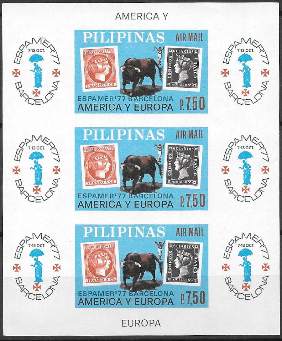 Philippine Air Mail Souvenir Sheet from 1977 - ESPAMER 1977, Barcelona
