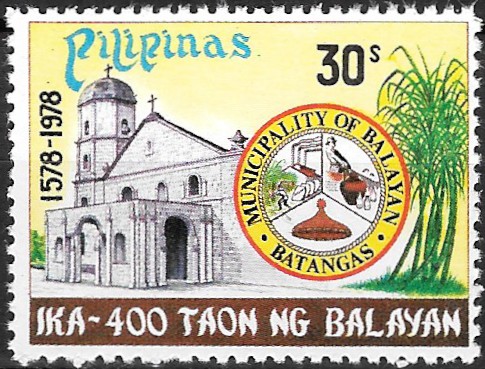 Philippine Commemorative Stamp from 1978 - 400th anniversary of the founding of Agoo & Balayan