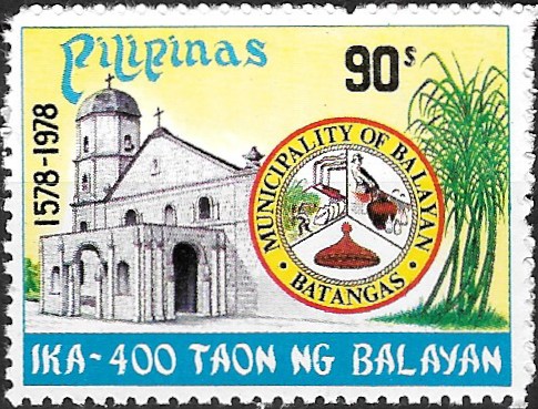 Philippine Commemorative Stamp from 1978 - 400th anniversary of the founding of Agoo & Balayan