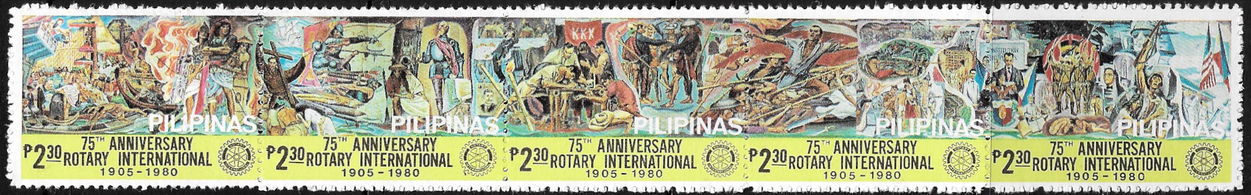 Philippine Commemorative Se-tenant Strip from 1980 - 75th Anniversary of Rotary International