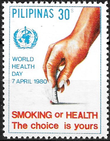 Philippine Commemorative Stamp from 1980 - World Health Day (Anti-Smoking)