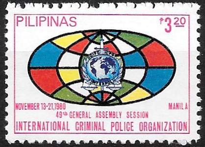 Philippine Commemorative Stamp from 1980 - 49th General Assembly Session of INTERPOL