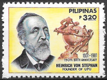 Philippine Commemorative Stamp from 1981 - 150th Anniversary of Birth of Heinrich von Stephan