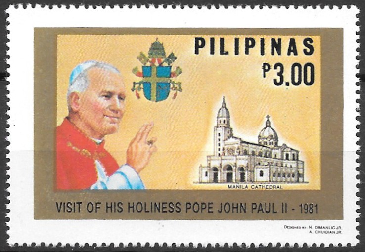 Philippine Commemorative Stamp from 1981 - Visit of Pope John Paul II (Feb. 17-22)