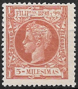 Philippine Definitive Stamp from 1898 - King Alfonso XIII