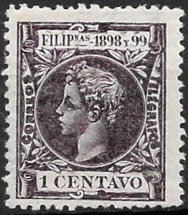 Philippine Definitive Stamp from 1898 - King Alfonso XIII
