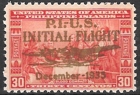 Philippine Air Mail Stamp from 1935 - Initial Flight Trans Pacific Air Mail service