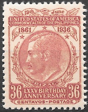Philippine Commemorative Stamp from 1936 - 75th Anniversary of Birth of Jose Rizal