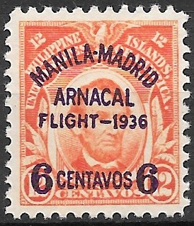Philippine Air Mail Stamp from 1936 - Manila-Madrid ARNACAL Flight