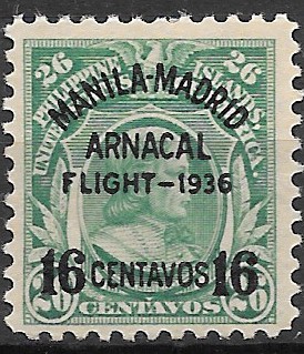 Philippine Air Mail Stamp from 1936 - Manila-Madrid ARNACAL Flight