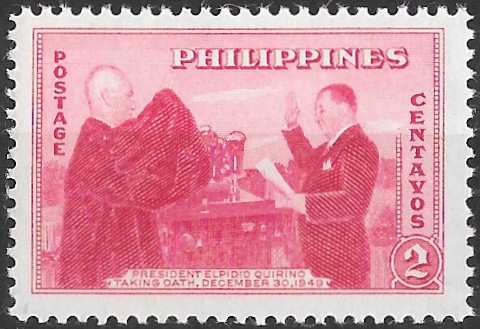 Philippine Commemorative Stamp from 1950 - Inauguration of President Elpidio Quirino