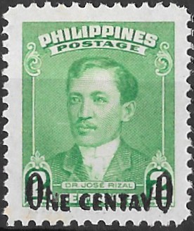 Philippine Definitive Stamp from 1950 - José Rizal Surcharge