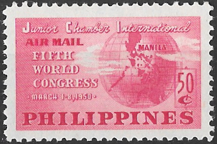 Philippine Air Mail Stamp from 1950 - World Congress Junior Chamber of Commerce