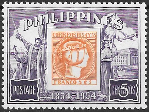 Philippine Commemorative Stamp from 1954 - 100th Anniversary of Philippine Stamp