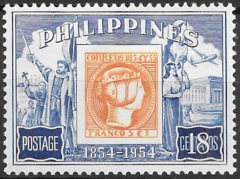 Philippine Commemorative Stamp from 1954 - 100th Anniversary of Philippine Stamp