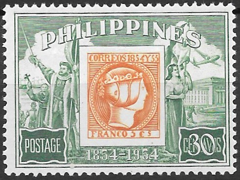Philippine Commemorative Stamp from 1954 - 100th Anniversary of Philippine Stamp