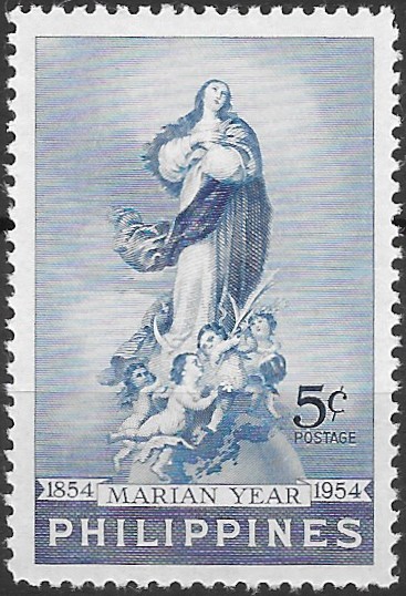 Philippine Commemorative Stamp from 1954 - Marian Year 1954