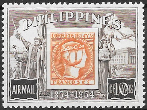 Philippine Air Mail Stamp from 1954 - 100th Anniversary of Philippine Stamp