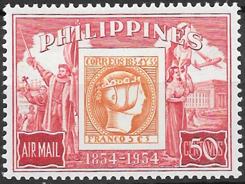 Philippine Air Mail Stamp from 1954 - 100th Anniversary of Philippine Stamp
