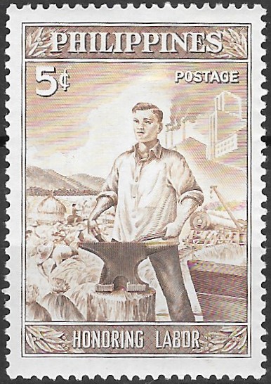 Philippine Commemorative Stamp from 1955 - Labor-Management Congress, Manila 1955