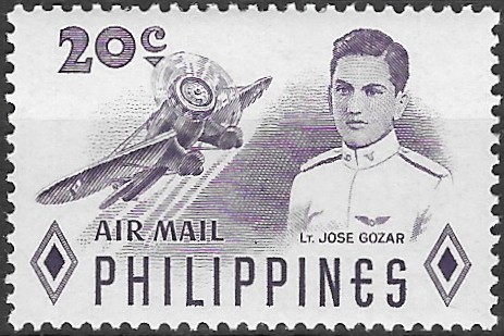 Philippine Air Mail Stamp from 1955 - World War II Fighter Aces