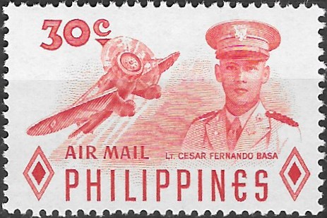 Philippine Air Mail Stamp from 1955 - World War II Fighter Aces