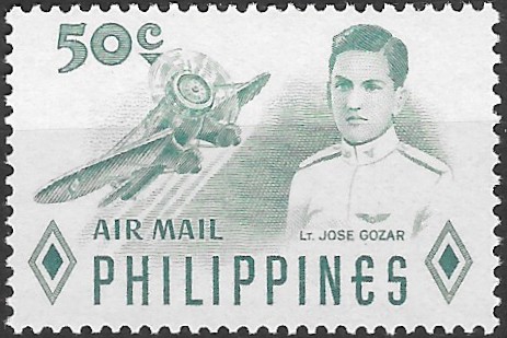 Philippine Air Mail Stamp from 1955 - World War II Fighter Aces