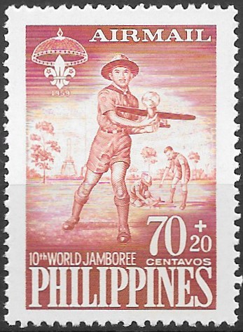 Philippine Airmail Semi-Postal Stamp from 1959 - 10th World Boy Scout Jamboree