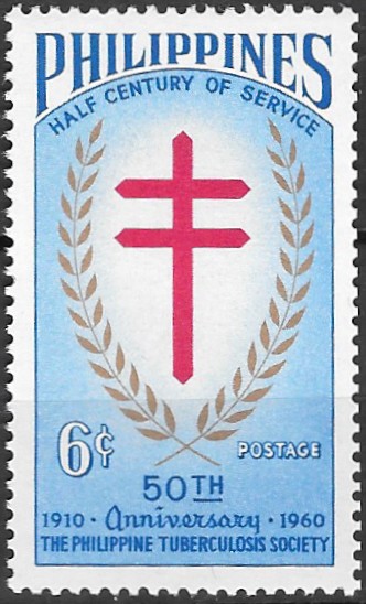Philippine Commemorative Stamp from 1960 - Philippine Tuberculosis Society, 50 Years