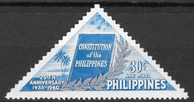 Philippine Air Mail Stamp from 1960 - Constitution of the Philippines, 25th Anniversary