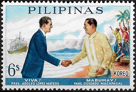 Philippine Commemorative Stamp from 1963 - Visit of President of Mexico