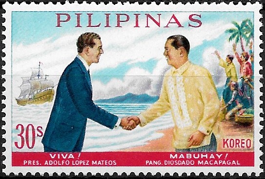 Philippine Commemorative Stamp from 1963 - Visit of President of Mexico