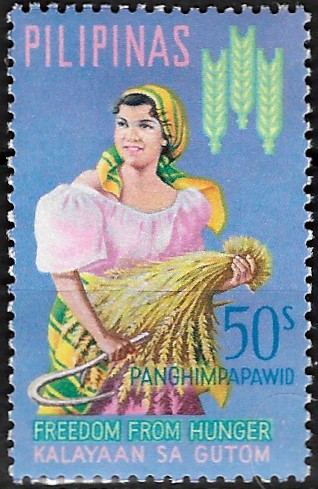 Philippine Air Mail Stamp from 1963 - Freedom from Hunger