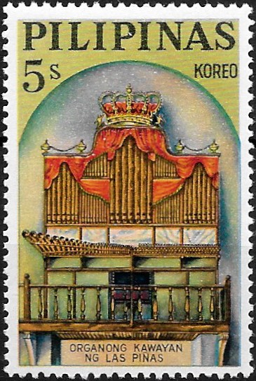 Philippine Commemorative Stamp from 1964 - Las Pinas Bamboo Pipe Organ